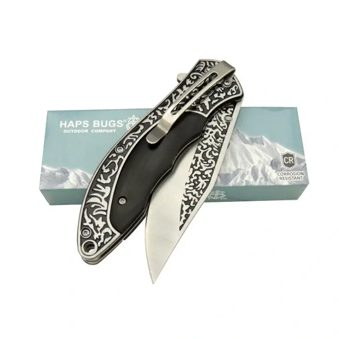 AlsepeteAvm Haps Bugs Gravürlü Çakı Maun LO28B BK 22,5 CM