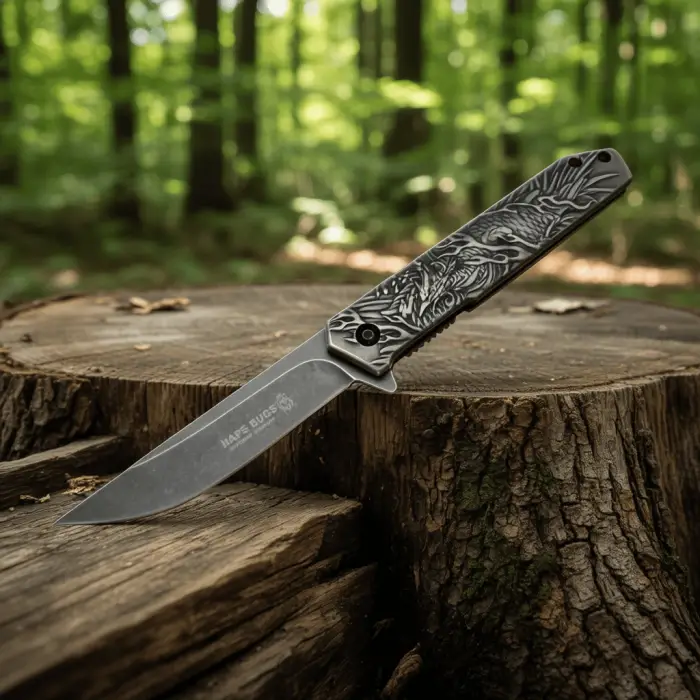 Haps Bugs  HC-023 BK Black Anka Kuş Motifli Kamp Çakısı