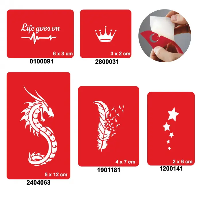 Hayat Devam Ediyor 5li Set Geçici Dövme Kına Şablonu