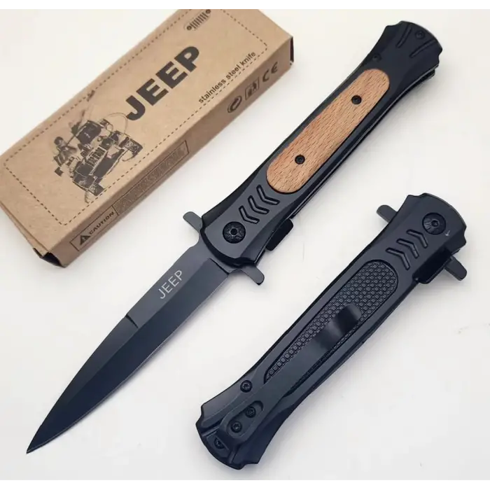 AlsepeteAvm  Jeep Ahşap Kabze Black Kamp Çakısı