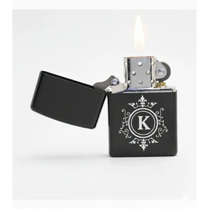 K Harfli Kişiye Özel Harf Baskılı Benzinli Çakmak