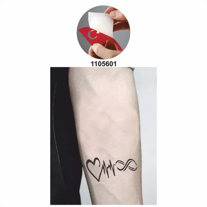 Kalp Nabız Sonsuzluk Tattoo Geçici Dövme Şablonları Kına Kalıpları