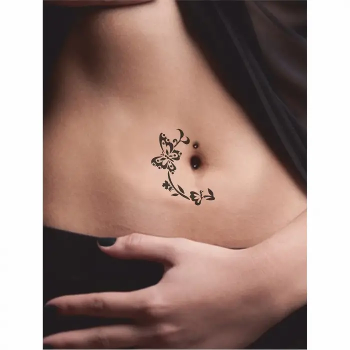 Kelebeğin Neşeli Hayatı Tattoo Geçici Dövme Şablonları Kına Kalıpları