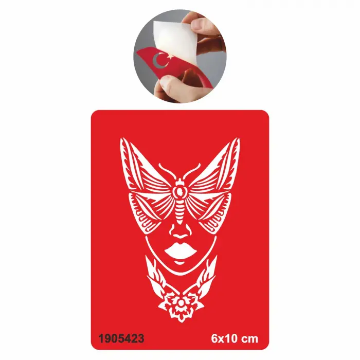 Kelebek Yüzlü Kadın Tattoo Geçici Dövme Şablonları Kına Kalıpları