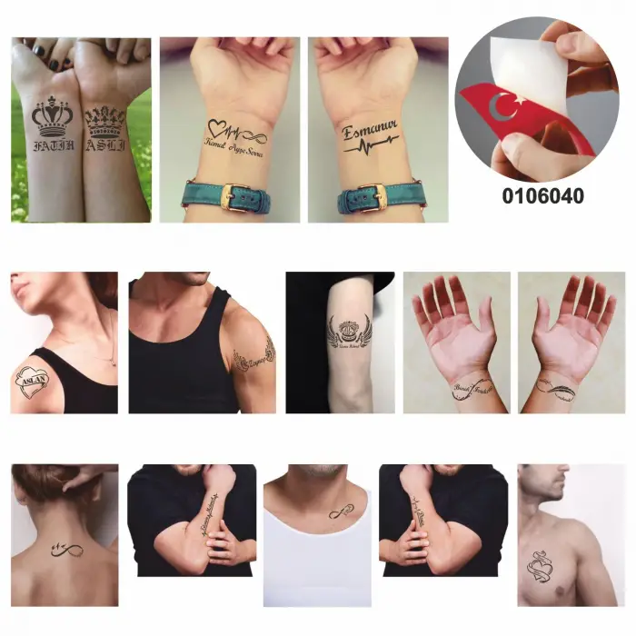 Kına İle İsim Yazma Geçici Dövme Seti Kına ve Fırça Hediyeli