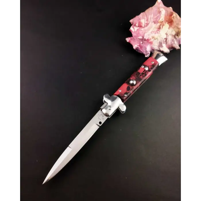 Kırmızı Kuru Kafa İtalyan Stiletto 23 Cm