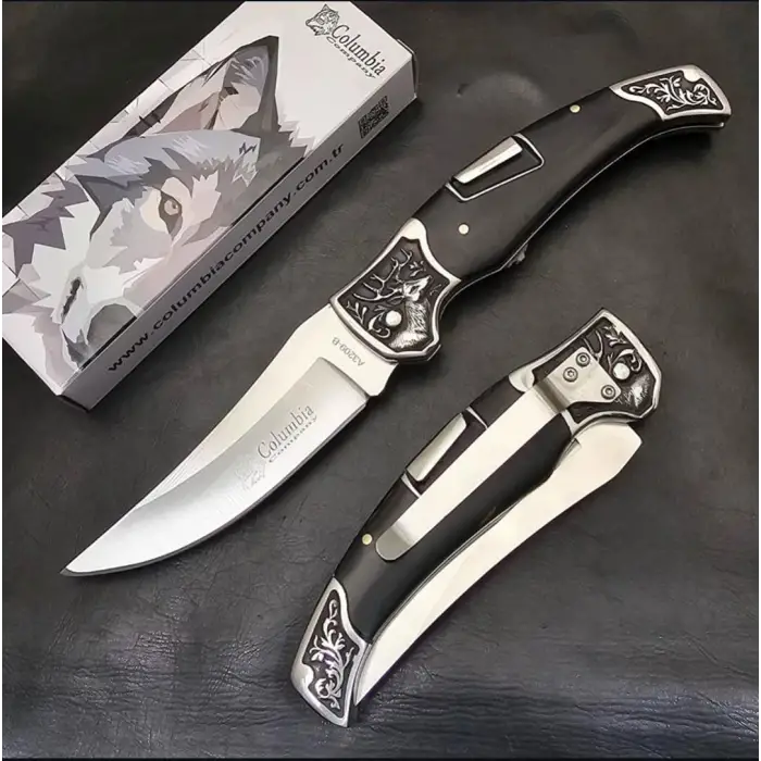 Knivox A3209-B İşlemeli Siyah Manuel Kamp Çakısı