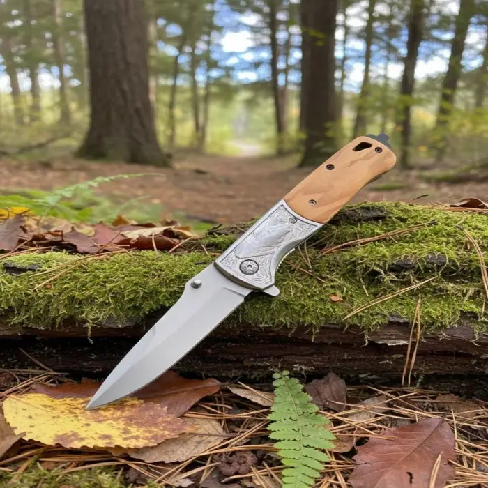 Knivox DA334 Ahşap Kabze Survival Auto Kamp Çakısı