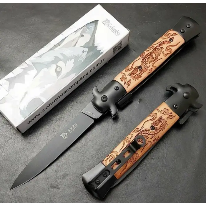 Knivox Columbia Company Ejderha İşlemeli Kamp Çakısı