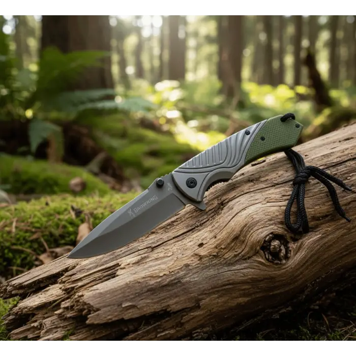 Knivox FA76C Haki Ahşap Kabze Auto Kamp Çakısı