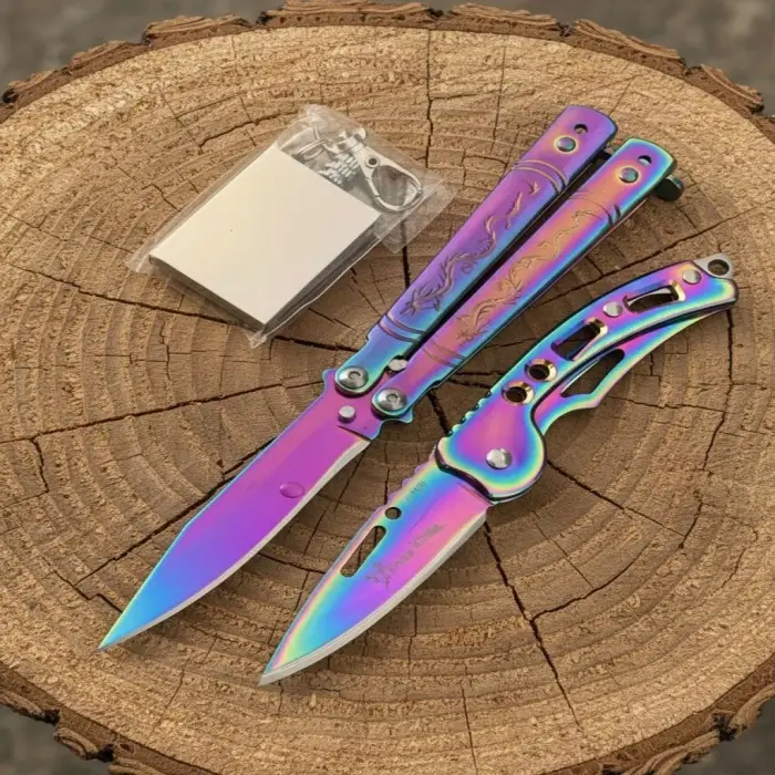 Knivox Mini Ejdeha Motifli Ve Mini Çakı Hediyeli Kelebek Seti