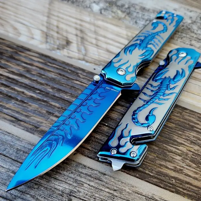 Knivox S2706-X Mavi Akrep İşlemeli Kurtarma Kamp Çakısı