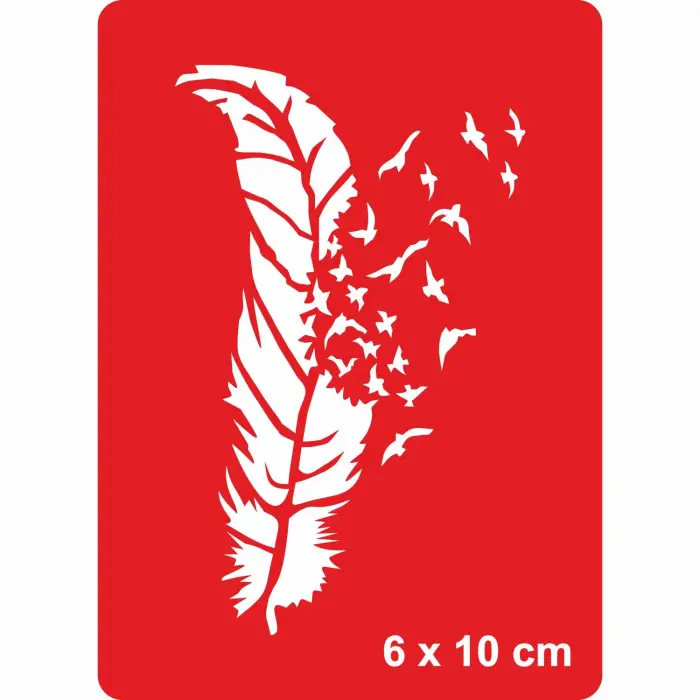 Kuş Tüyü-1 Tattoo Geçici Dövme Şablonları Kına Kalıpları