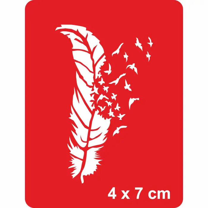 Kuş Tüyü-2 Tattoo Geçici Dövme Şablonları Kına Kalıpları
