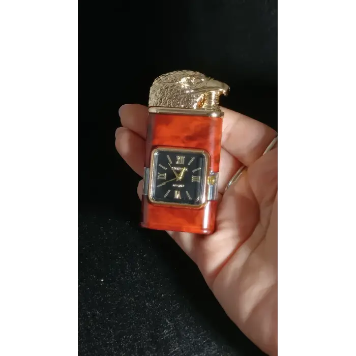 Maun Görünümlü Kartal Başlıklı Saat Fonksiyonlu Klasik Çakmak