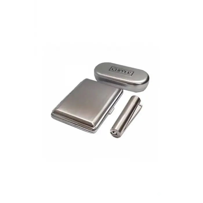 AlsepeteAvm Metal Tabaka Kutulu Clipper Çakmak Set