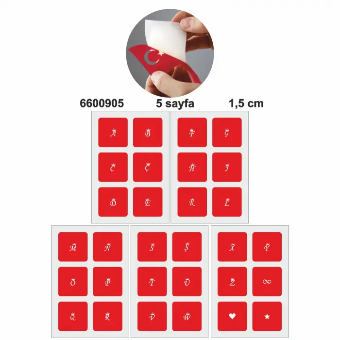 Mini Taçlı Harf  Dövme Şablonu Seti