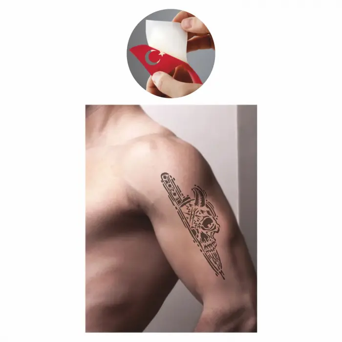Ölüm Günü İskelet Kuru Kafa  Tattoo Geçici Dövme Şablonları Kına Kalıpları
