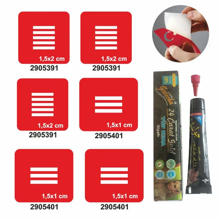 Parmak Çizgi Desenleri Hint Kınası ile Geçici Dövme Yapma Seti