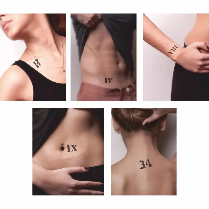 Rakam Dövmesi  1 Adet Rakam Dövme Deseni Tattoo Geçici Dövme Şablonları Kına Kalıpları