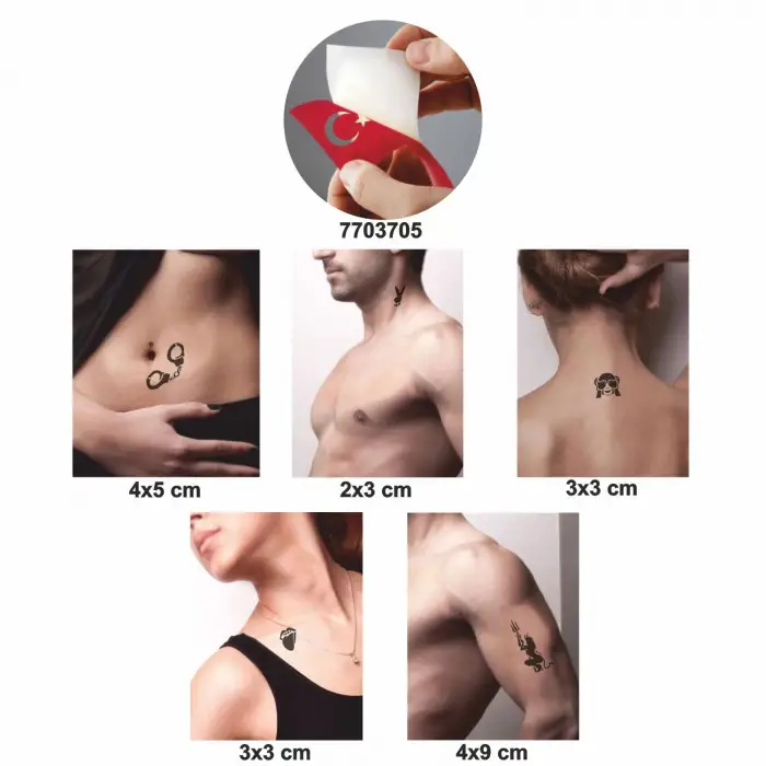 Şeytan Azapta 5 li Set Geçici Dövme Kına Şablonu