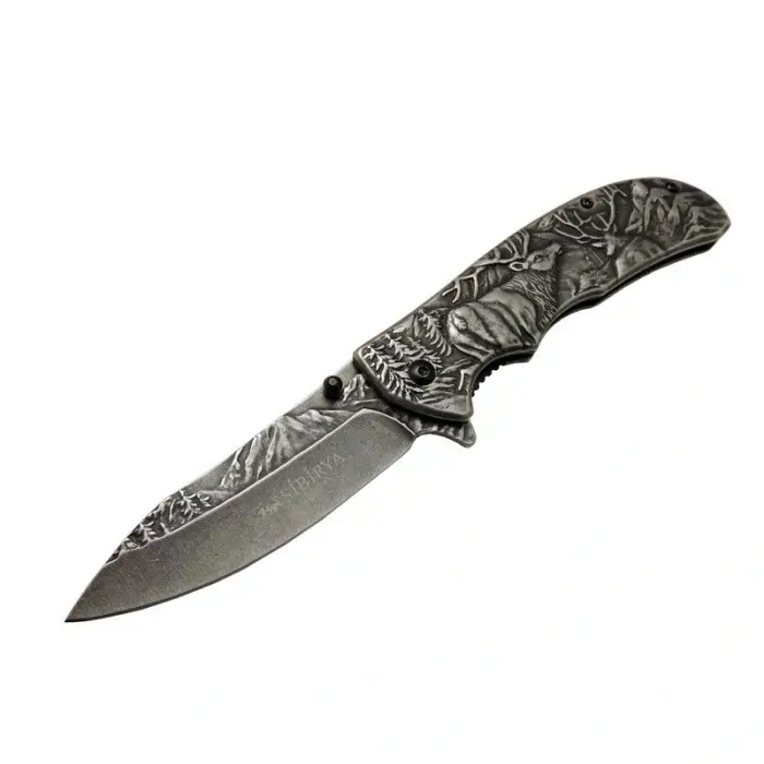 Sibirya Geyikli  Çakı Eskitme S-2078B 21,5 CM