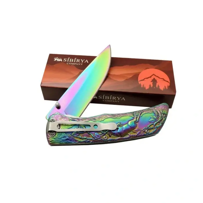 Sibirya Geyikli Çakı Gökkuşağı S-2068X 21 CM