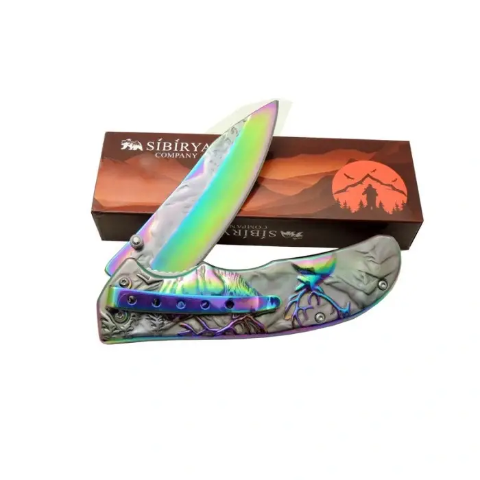 Sibirya Geyikli Çakı Gökkuşağı S-2078X 21 CM