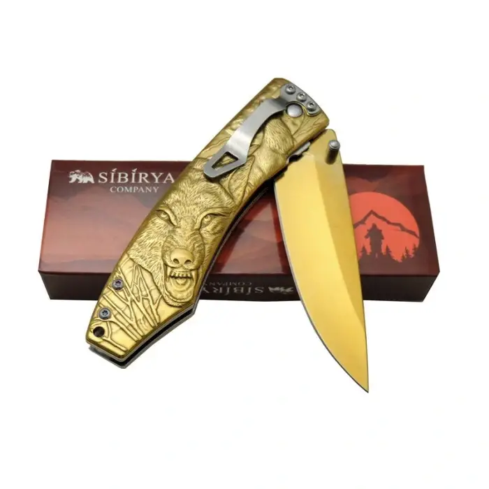 Sibirya Kurt Çakı  Gold S-2072A 21 CM