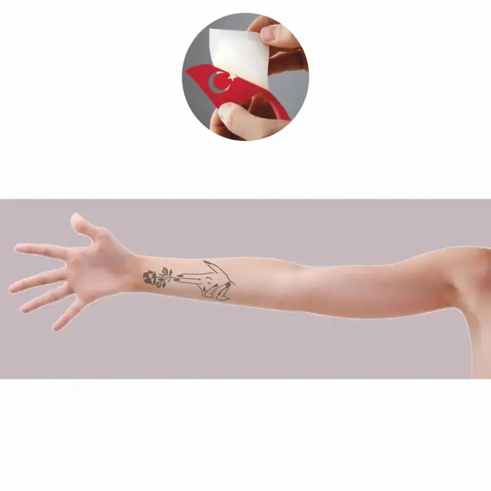 Silah ve Gül  Tattoo Geçici Dövme Şablonları Kına Kalıpları