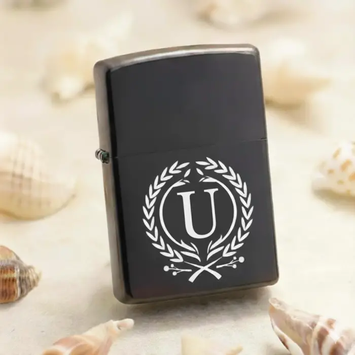 U Harfli Kişiye Özel Harf Baskılı Benzinli Çakmak