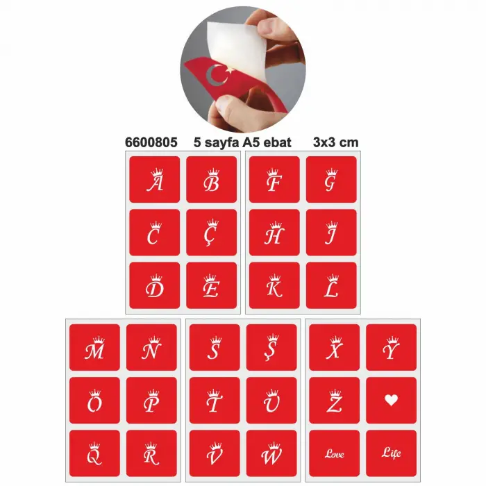 Taçlı Harf Şablon Set Dövme Deseni