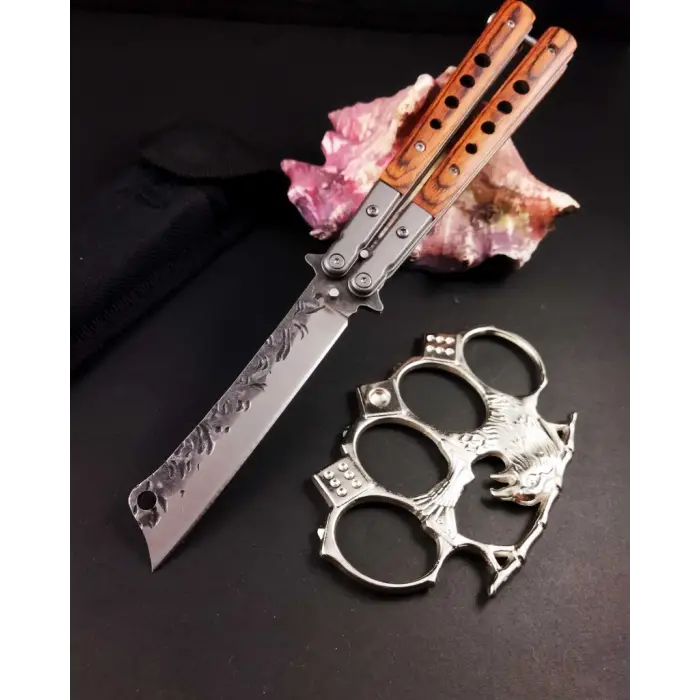 Tanto Ahşap Ustura - Punch Hediyeli Kelebek