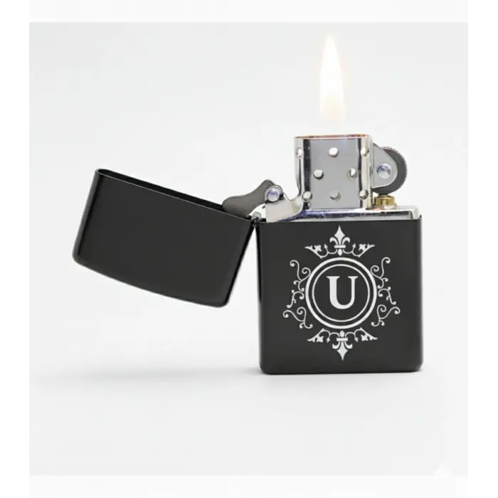 U Harfli Kişiye Özel Harf Baskılı Benzinli Çakmak
