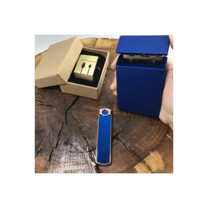 AlsepeteAvm Usb Alevsiz Şarjlı Çakmak Ve Metal Slim Tabaka Seti
