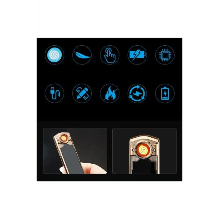 AlsepeteAvm Usb Şarjlı Gold King Şarjlı Çakmak