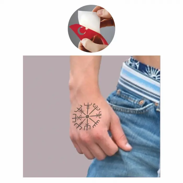 Vegvisir Viking  Tattoo Geçici Dövme Şablonları Kına Kalıpları