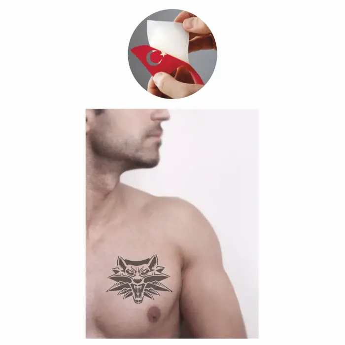 Witcher Ak Kurt Dövme  Tattoo Geçici Dövme Şablonları Kına Kalıpları