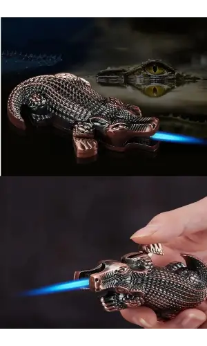 AlsepeteAvm 1 Adet Timsah Figürlü Çakmak Şık Tasarım Konsept Özel Hediyelik Koleksiyon Çakmak