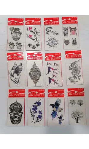 12 Adet Birden Minimal Yapıştırma Dövme Model 1