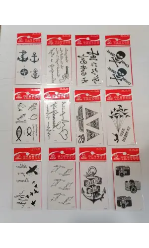 12 Adet Birden Minimal Yapıştırma Dövme Model 10