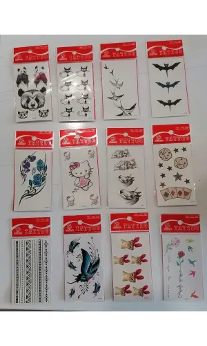 12 Adet Birden Minimal Yapıştırma Dövme Model 11