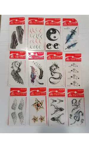 12 Adet Birden Minimal Yapıştırma Dövme Model 14