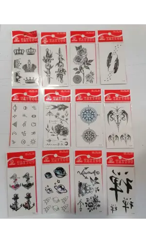 12 Adet Birden Minimal Yapıştırma Dövme Model 2