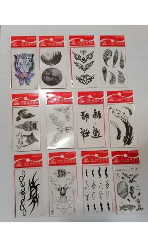 12 Adet Birden Minimal Yapıştırma Dövme Model 3