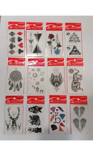 12 Adet Birden Minimal Yapıştırma Dövme Model 4