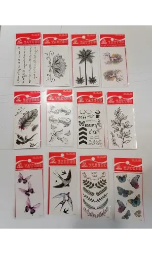 12 Adet Birden Minimal Yapıştırma Dövme Model 7