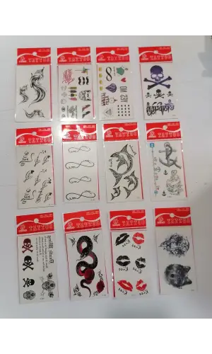 12 Adet Birden Minimal Yapıştırma Dövme Model 8