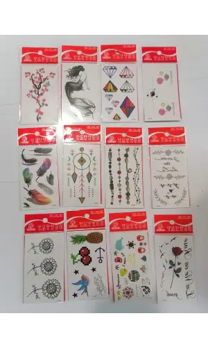 12 Adet Birden Minimal Yapıştırma Dövme Model 9