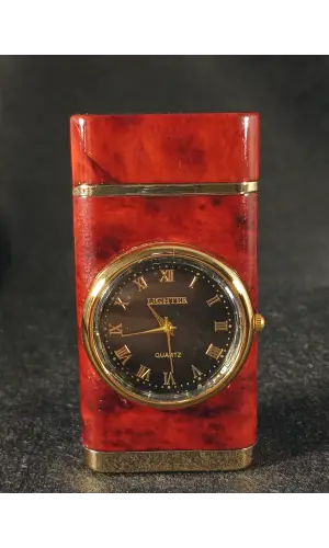 Şık mermer görünümlü saatli ışıklı çakmak